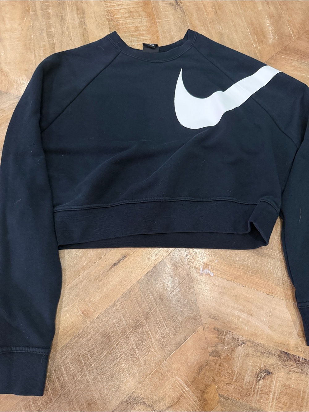 Nike Black Cropped Crewneck with White Swoosh